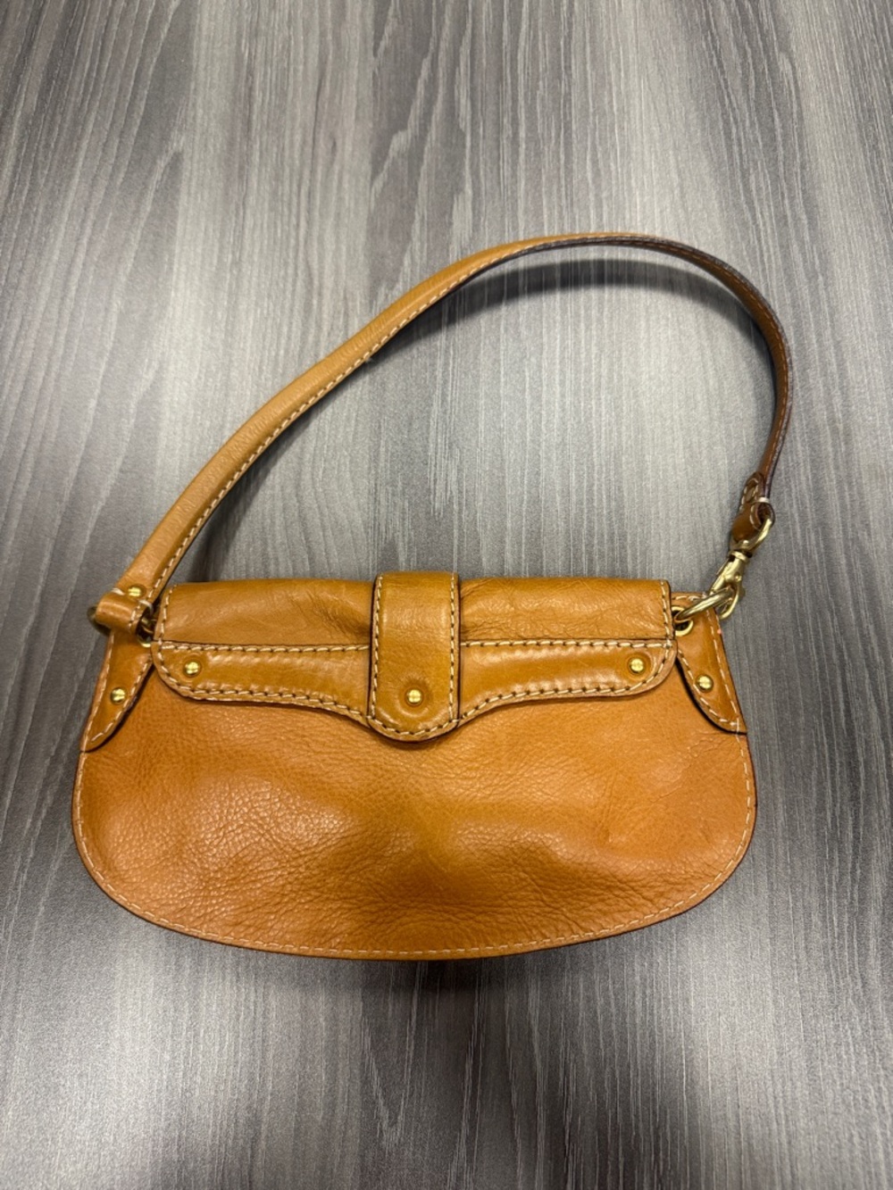 Michael Kors brown tan flap leather purse studded trim Shoulder Bag Clutch - Picture 6 of 13